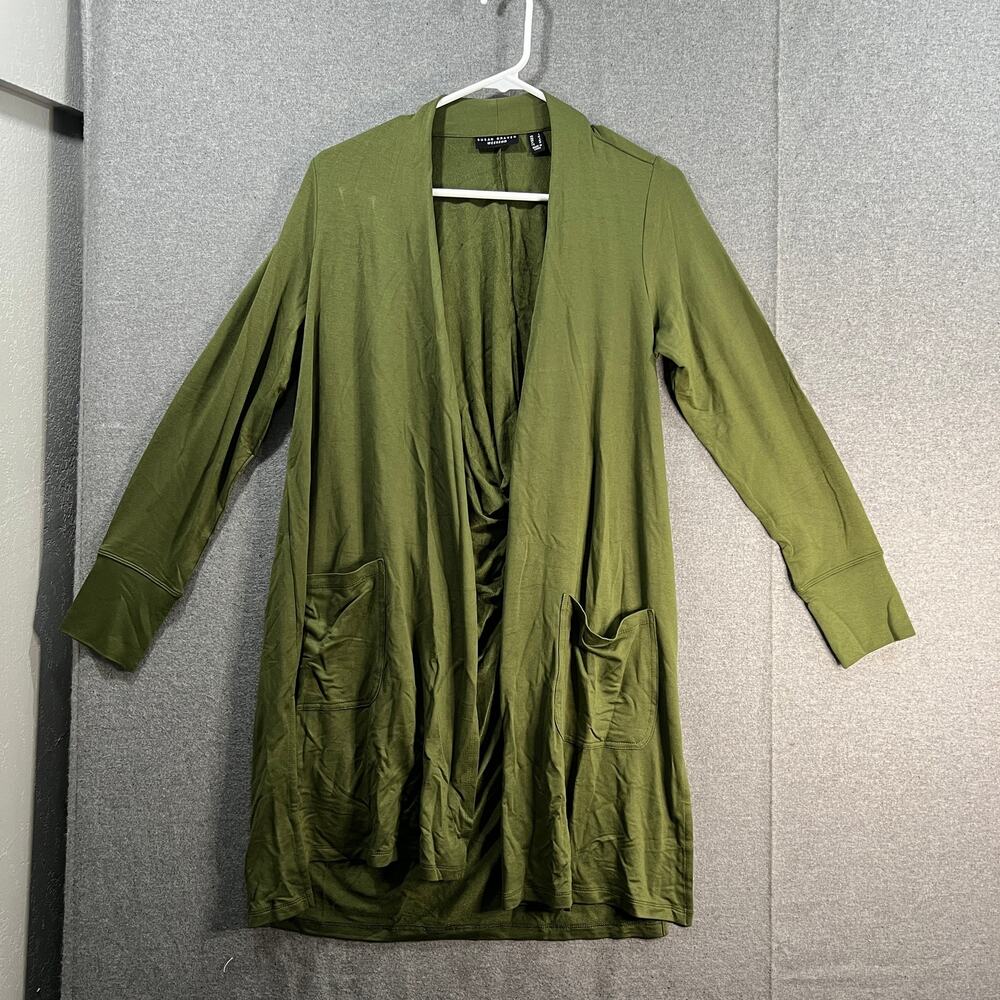 Susan Graver Weekend Regular Jersey Knit Draped Back Kale Green Size Small